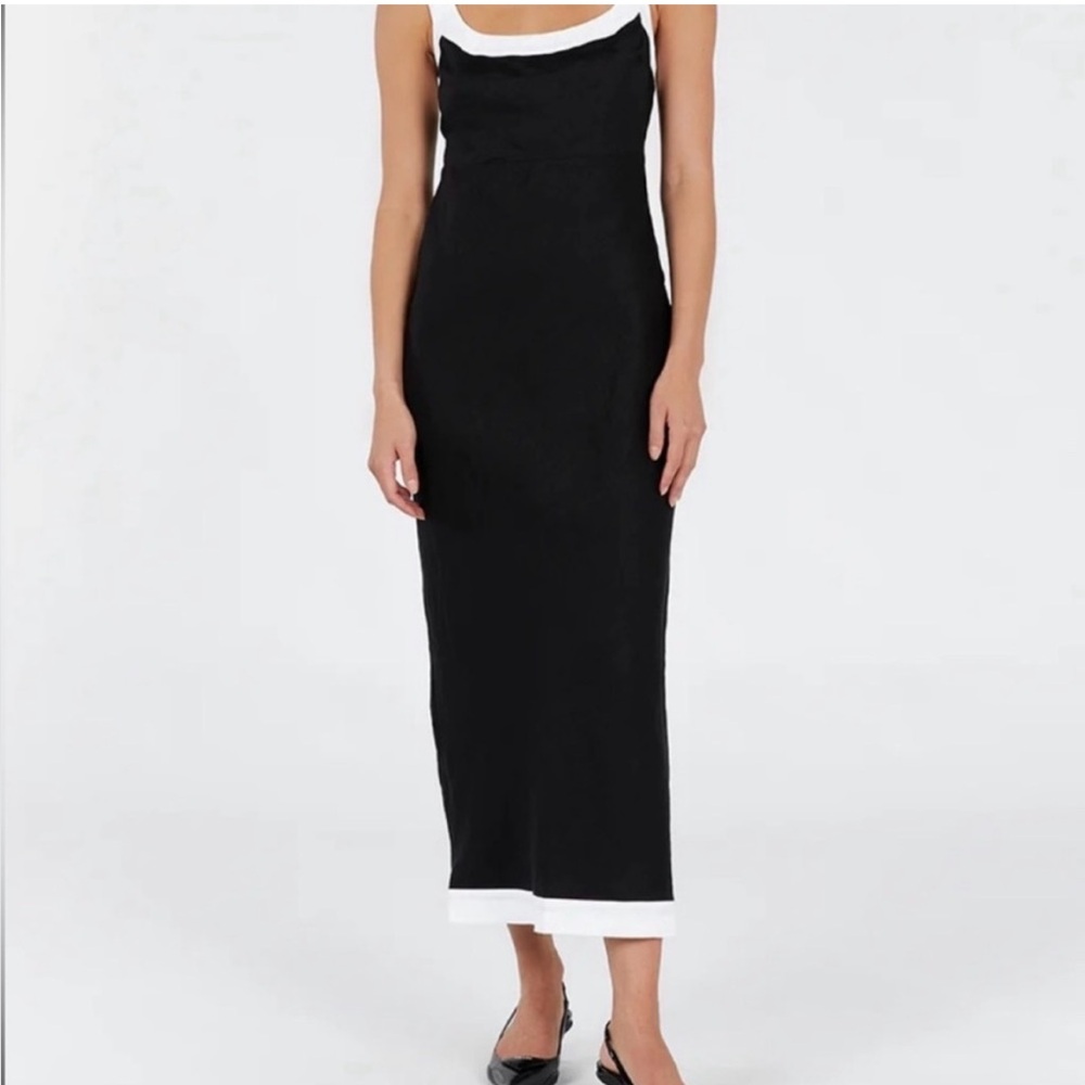 EUC DISSH Carter Black Linen Midi Dress - Picture 4 of 5